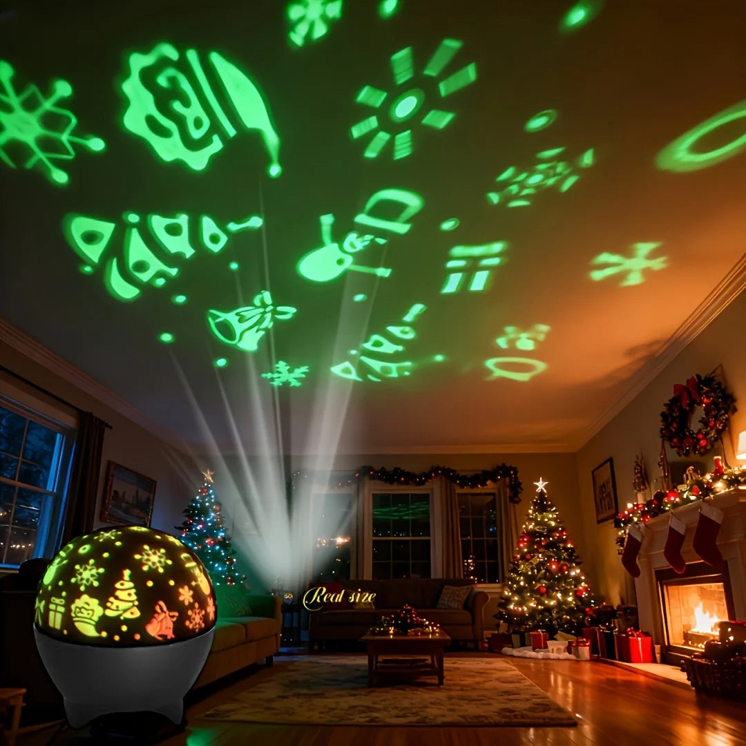 Christmas Projector Lamp LED Night Light RGB Auto Color Snowman Snowflake Pattern for Home Party New Year Holiday Decor USB Plug
